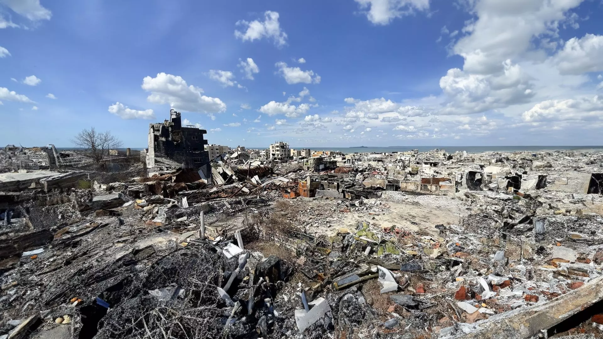 Destroyed buildings and rubble in Palestine